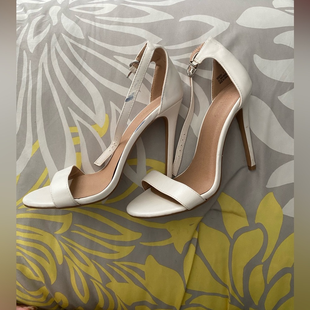 White sandal heels